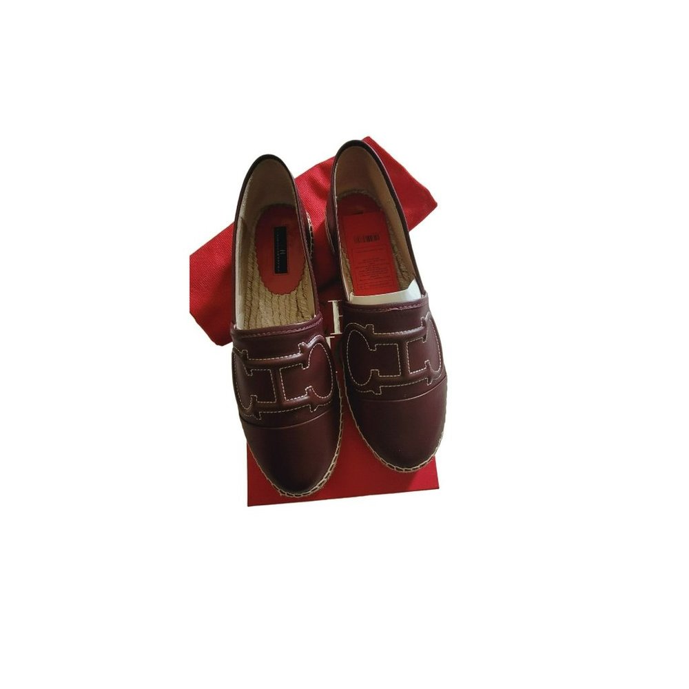 CAROLINA HERRERA - INITIAL INSIGNIA LEATHER ESPADRILLES - NEW IN BOX